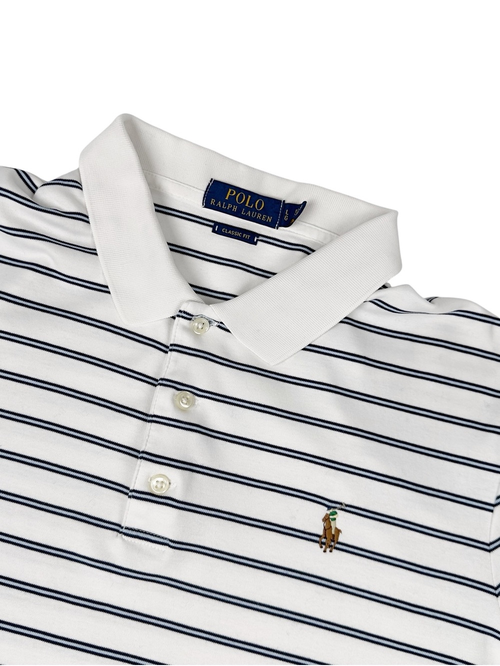 Polo Ralph Lauren Shirt Mens L Classic Fit Striped Light Blue Golf Preppy Cotton